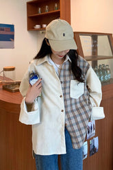 Camisa blusa holgada de pana con cuadros